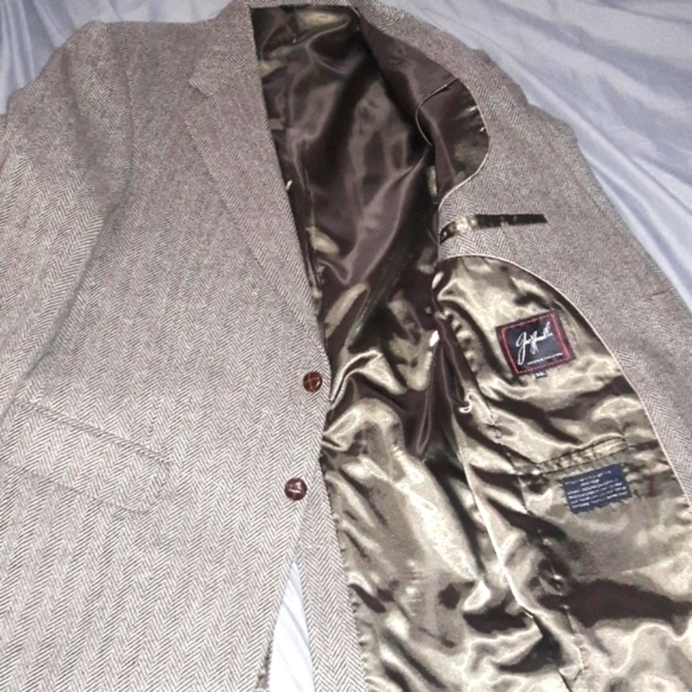 JOE NAMATH Signature Collection Brown Herringbone Blazer, 44 - Picture 6 of 7